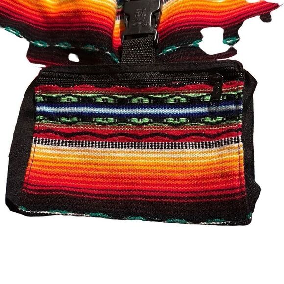 "NEW" Striped Multicolor Drawstring Tribal Peruvian Boho Backpack Unisex OS - Picture 5 of 13
